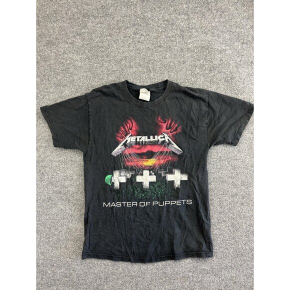 Vintage Metallica Shirt Mens Medium Black Master of Puppets Band Tee 90s Rock - Picture 1 of 5